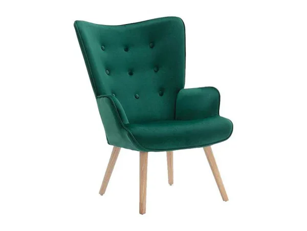 Hot Fauteuil Van Fluweel Vately - Groen Fauteuil Stof Fluweel / Suedine