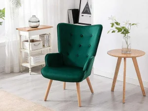 Hot Fauteuil Van Fluweel Vately - Groen Fauteuil Stof Fluweel / Suedine