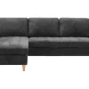 Discount Firenze Bank Met Chaise Longue Donkergrijs. Stoffen Zitbank