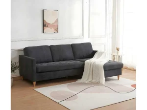 Discount Firenze Bank Met Chaise Longue Donkergrijs. Stoffen Zitbank