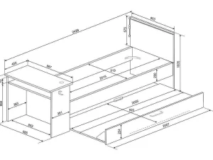 Hot Gamer Bed 2 X 90 X 200 - Met Bureau - Led'S - Antraciet En Rood + Bedbodem - Vouani Bed Met Slaaplade