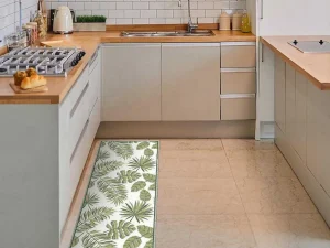 Shop Gangtapijt Van Vinyl Met Tropisch Motief - 66 X 160 Cm - Groen En Wit - Tropicala Gangtapijt