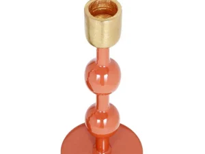 Best Geemailleerde Aluminium Kandelaar - H.22 Cm - Terracotta - Parina Kandelaar En Kaars