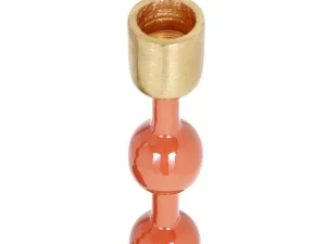 Flash Sale Geemailleerde Aluminium Kandelaar - H.26,5 Cm - Terracotta - Parina Kandelaar En Kaars