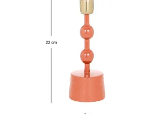 Best Geemailleerde Aluminium Kandelaar - H.22 Cm - Terracotta - Parina Kandelaar En Kaars