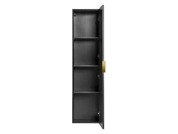 Clearance Gestreepte Hangende Badkamerkolom - Zwart - H140 Cm - Zevara Badkamerkast