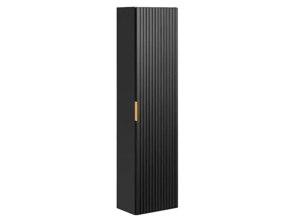Clearance Gestreepte Hangende Badkamerkolom - Zwart - H140 Cm - Zevara Badkamerkast