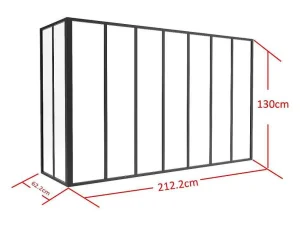 Fashion Glazen Hoekbinnenraam In Industriele Stijl In Gepoederlakt Aluminium L210 X L60 X H130 Zwart Bayview Glazen Binnenraam