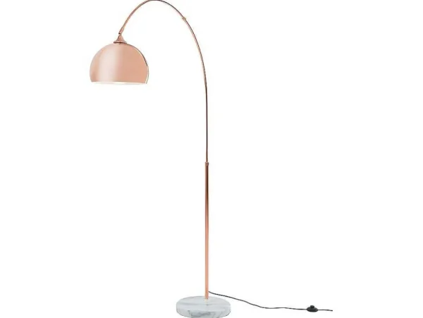 Online Grote Staande Lamp Met Boog Art Deco Ombrage - Metaal En Marmer - H. 180 Cm - Koperkleur Staande Lamp