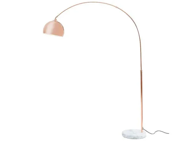 Online Grote Staande Lamp Met Boog Art Deco Ombrage - Metaal En Marmer - H. 180 Cm - Koperkleur Staande Lamp