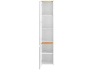 Clearance Hangend Badkamermeubel Met Wastafel, Zuil En Spiegelkast - Naturel En Wit - 94 Cm - Anid Badkamermeubel Met Enkele Wastafel