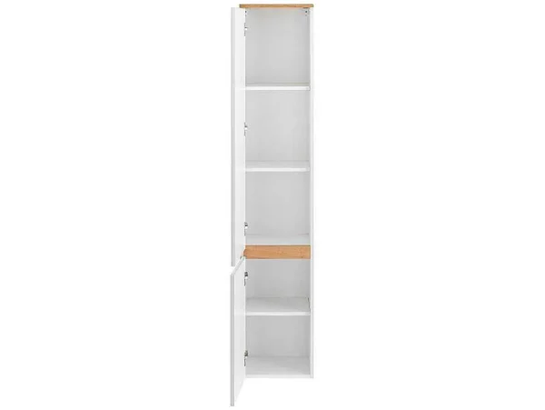 Clearance Hangend Badkamermeubel Met Wastafel, Zuil En Spiegelkast - Naturel En Wit - 94 Cm - Anid Badkamermeubel Met Enkele Wastafel