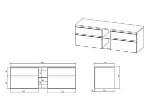 Cheap Hangend Badkamermeubel Met Dubbele Wastafel - Grijs - 150 Cm - Magdalena Ii Dubbele Wastafel