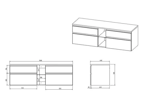 Cheap Hangend Badkamermeubel Met Dubbele Wastafel - Grijs - 150 Cm - Magdalena Ii Dubbele Wastafel