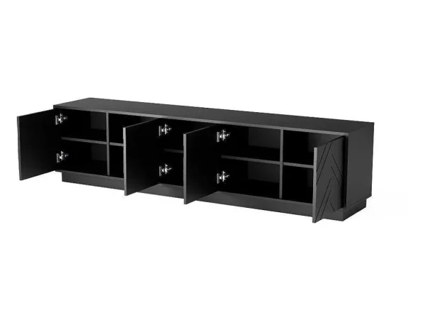 New Hangend Tv-Meubel Met 4 Deuren En 2 Nissen Van Mdf - Zwart - Redonia Tv-Meubel