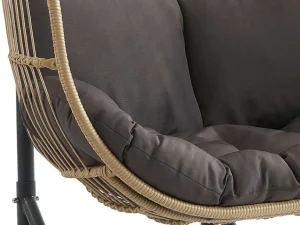 Cheap Hangfauteuil Voor 2 Personen Van Gevlochten Hars - Licht Naturel Met Antracietgrijs Kussen - Lissandra Van Hangstoel