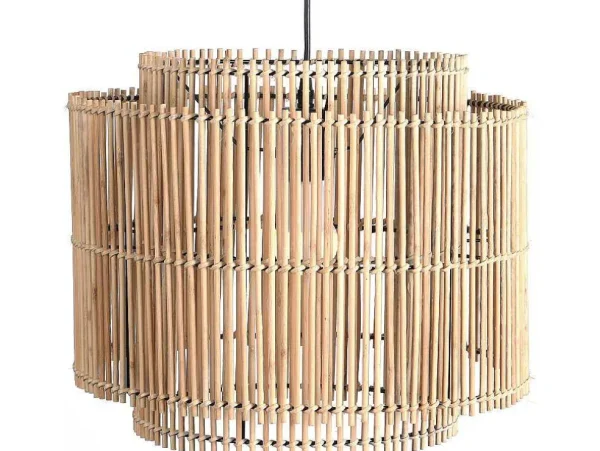 Fashion Hanglamp Etnische Stijl Van Bamboe En Zwart Metaal - D 40 X H 120 Cm - Parana Hanglamp