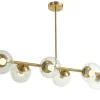 Best Sale Hanglamp Van Geborsteld Messing En 6 Glazen Bollen - B128 Cm - Yukon Aanbiedingen: Woonaccessoires