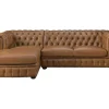 Sale Hoekbank Chesterfield Brenton 100% Buffelleer - Hoek Links - Vintage Caramel Leren Zitbank