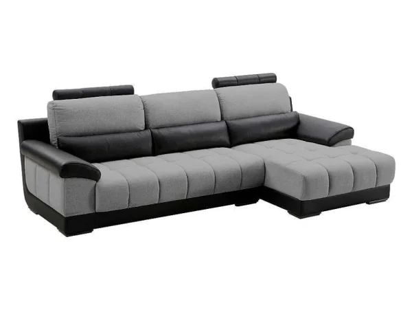 Best Sale Hoekbank In Zwart En Grijze Stof En Leer - Hoek Rechts - Aragon Aanbiedingen: Zitbank & Fauteuil