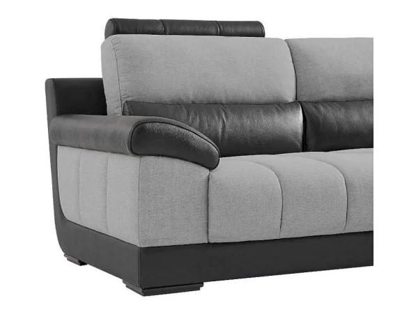 Best Sale Hoekbank In Zwart En Grijze Stof En Leer - Hoek Rechts - Aragon Aanbiedingen: Zitbank & Fauteuil