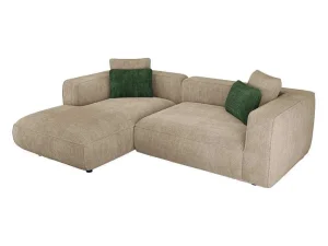 New Hoekbank Met Hoek Links Van Beige Velours Met Textuur Talmine Fluweel / Suede