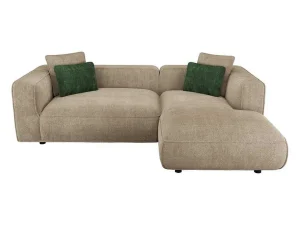 Best Hoekbank Met Hoek Rechts Van Beige Velours Met Textuur Talmine Fluweel / Suede