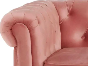 New Hoekbank Van Fluweel Chesterfield - Pastel Roze Chesterfield Zitbank