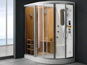 Online Hoekdouchecabine Balneo-Hamam-Sauna Haumea - L157Xd110Xh215Cm Linkerhoek Douchecabine