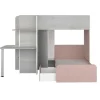 Sale Hoekstapelbed 2 X 90 X 190 Cm - Met Bureau - Grijs, Wit En Roze + Matras - Samuel Kinderbed Stapelbed