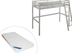 Shop Hoogslaper Gedeon Ii - 90 X 190 Cm - Massief Grenen - Gebleekt + Matras Kinderbed Hoogslaper