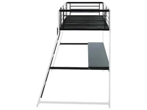 Best Hoogslaper Malicia - 90 X 190 Cm - Met Hoekbureau - Zwart En Wit + Matras Kinderbed Hoogslaper