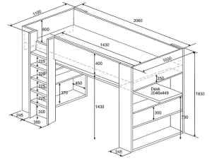 Sale Hoogslaper Met Bureau En Opbergruimte - 90 X 200 Cm - Eik En Wit + Matras - Noah Ii Kinderbed Hoogslaper