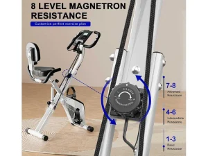 Clearance 3 In 1 Opvouwbare Hometrainer, Magnetische X-Bike Ligfiets Fitness Bike Met 8-Level Verstelbare Weerstand Voor Home Gym Workout Fitness