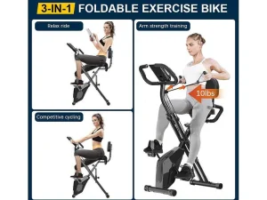 Shop 3 In 1 Opvouwbare Hometrainer, Magnetische X-Bike Ligfiets Fitness Bike Met 8-Level Verstelbare Weerstand Voor Home Gym Workout Fitness