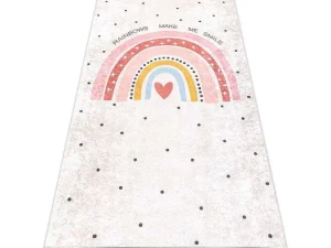 Fashion Junior 51300.802 Tapijt Wasbaar Regenboog, Stippen Voor Kinderen Antis 160X220 Cm Kindervloerkleed