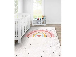 Fashion Junior 51300.802 Tapijt Wasbaar Regenboog, Stippen Voor Kinderen Antis 160X220 Cm Kindervloerkleed