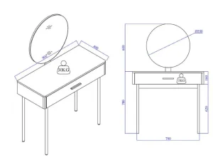 Sale Kaptafel Met Spiegel En Lade - Mdf En Metaal - Wit Gelakt En Goudkleurig - Vonali Van Kaptafels