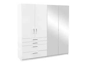 Best Sale Kast Met 4 Deuren En 4 Lades - Met Spiegel - L200 Cm - Wit - Nidawo Kledingkast