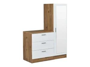 Sale Kast Met 3 Lades En Element Met Spiegel - Wit En Houtlook - Vitorio Ladekast