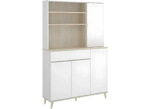 Clearance Keukenbuffet Wajdi - 4 Deuren, 1 Lade En 3 Nissen - Wit En Eiken Keukenmeubel