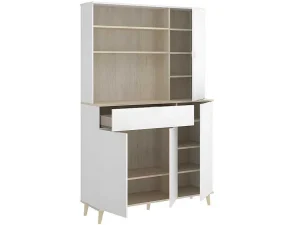 Clearance Keukenbuffet Wajdi - 4 Deuren, 1 Lade En 3 Nissen - Wit En Eiken Keukenmeubel