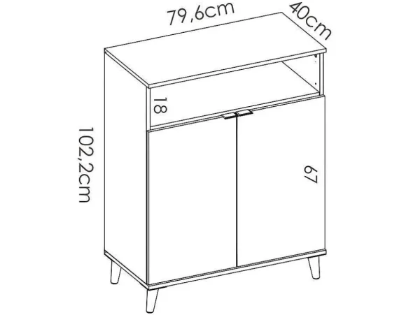 Outlet Keukenbuffet Wajdi - 2 Deuren En 1 Nis - Wit En Eiken Keukenmeubel