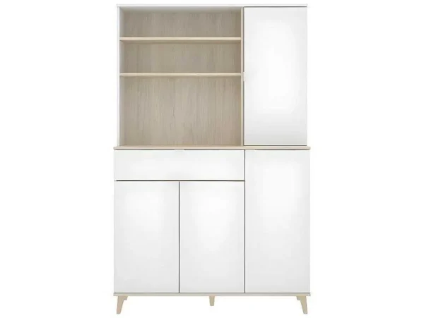 Clearance Keukenbuffet Wajdi - 4 Deuren, 1 Lade En 3 Nissen - Wit En Eiken Keukenmeubel