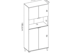 New Keukenbuffet Wajdi - 4 Deuren En 1 Nis - Wit En Eiken Keukenmeubel