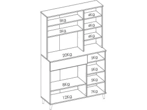 Clearance Keukenbuffet Wajdi - 4 Deuren, 1 Lade En 3 Nissen - Wit En Eiken Keukenmeubel