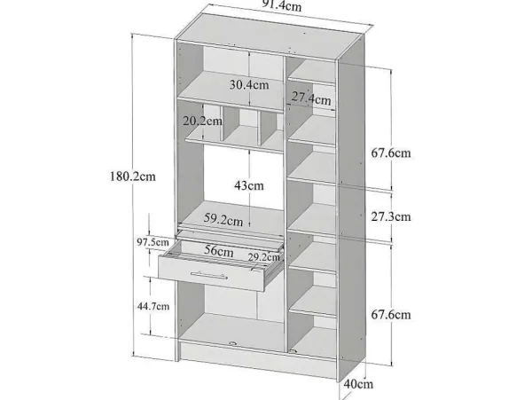 Fashion Keukenmeubel Mady - 5 Kasten En 1 Lade - Zwart & Eiken Keukenmeubel