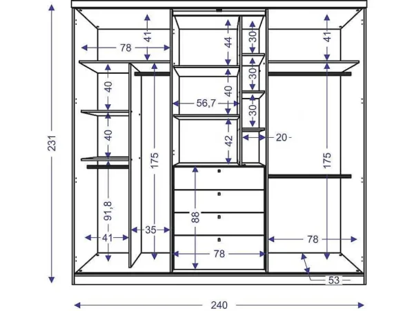 Best Kledingkast - Schuifdeuren - Spiegel En Laden - L240 Cm - Naturel En Ivoorkleur - Bodil Ii Kledingkast