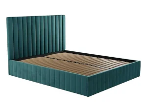 Best Sale Kofferbed En Hoofdbord Met Verticale Stiksels - 180 X 200 Cm - Fluweel - Taupe - Larali - Van Fluwelen Bed