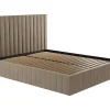 Online Kofferbed Met Hoofdbord Met Verticale Naden - 180 X 200 Cm - Velours - Taupe - Larali - Van Fluwelen Bed